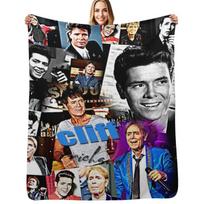 cliff richard Mėtomas pledas Flanelinis miegmaišis sofos-lovos Pūkuoti pledai 30x40in black