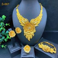 Africa Dubai Gold Wedding Jewelry 24k Gold Plated Bridal Jewelry Set Necklace Earrings Four-piece Set Spot 2026 45CM