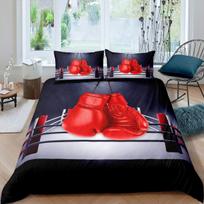 Boy Boxing Soft Duvet Cover Twin Quen,Sports Games Theme Beding Set Boxing Gloves Warm Comforter Cover for Children Kids Tens Boxing Player Rom 135*200cm Eu-Single