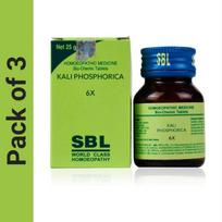 SBL Kali Phosphorica 6X Homeopathic Tablets 25 g Each Pack Of 3 Kali Phosphorica Tablet 25g Bottles Value Pack