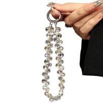 Luxury Glitter Crystal Diamond Wrist Strap Phone Charm Keychain Hanging Anti-lost Rope Bracelet  Pendant Chain Lanyard With Clip