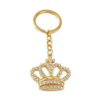 Keychain Pendant, Transparent Rhinestones Crown Design Key Ring with Extended Chain, Smooth Opening Unisex Key Holder for Bag Charm Gift auksinė
