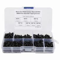 480Pcs Self Tapping Screw Pan Round Head Carbon Steel Fittings M3 Black Nickel Plating(Carbon Steel Black )