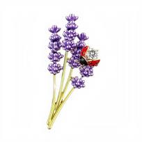 High-End Enamel Lavender Brooch with Ladybug Design Luxury Elegant Lapel Pin for Blazer Suit Accessories one size