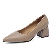 Spring Thick Heels Basic Pumps for Women Solid Color Pointed Toe High Heel Office Shoe Woman Shallow Mouth Plus Size Pumps 35-41 35 abrikosas