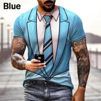 Summer Fashionable And Funny Fake Suit Printed T-Shirt Men's Street Casual Short Sleeved Top S
