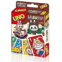Joc Uno - Labubu AjieQaQ Pro Edition Waterproof Card Game, Portable Size 9x14cm, Easy Rules, for Family/Adults/Teens 7+, Party Game, Multicolor