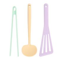 3Pcs Integrated Silicone Kitchen Utensil Set, Non-stick Pan Special Spatula, Food Clip & Cooking Shovel Household Cookware Tools