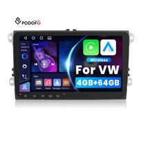 Podofo Double Din 4+64G 9  Android Car Radio Wireless Carplay Android Auto GPS Wifi FM RDS for VW/Passat/Golf/MK5/MK6/Jetta OEM 9 " 64 g 4 g