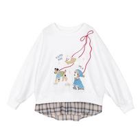 LUSON Chen Dazhu Girls' Faux Two-Piece Autumn Sweatshirt 160 smėlis