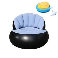 inflatable sofa with backrest, portable quick-inflating foldable lazy sofa, PVC flocking surface, suitable for living room, game dangaus mėlyna spalva