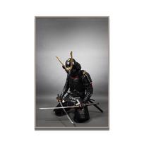 Japonijos samurajus, dėvintis šarvus, laikantis samurajų kardą, drobė tapyba modernaus meno freska gyvenamojo kambario namų sienų apdaila Cuadros 21cm×30cm NoFrame