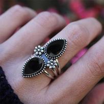 Black Onyx Pear Gemstone Ring, Handmade Designer Ring, 925 Sterling Silver, Wedding Gift Ring, Bohemian Ring 6