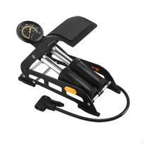 Bike Floor Pump Foot Air Heavy Duty Double Cylinder High Pressure Pedal Inflator Black Dial black