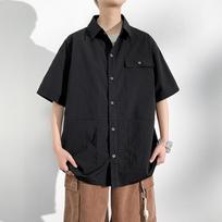 Retro Minimalistinis Darbo Marškinys Vyriškas Studentas Laisvas Vienspalvis Per didelis Viršutinis Drabužis 8XL