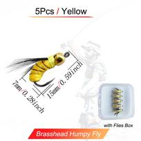 Fly Fishing Lure 5/10Pcs/Box Black Hooks Bright Skin Material Nymph Fishing Bait For Bass/Trout/Salmon Artificial Bait Yellow-5Pcs/Box