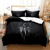 Skyrim Patalynės Komplektas Viengulis Twin Pilnas Karalienės Karaliaus Dydžio Lovos Komplektas Suaugusių Berniukų Miegamojo Antklodės Užvalkalų Rinkinys 3D Spausdinimas Anime Paklodžių Rinkinys EU single(135x200cm) black