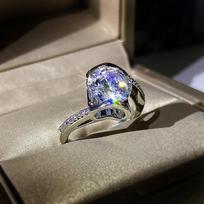 Puikus Super Žvilgsnis Aštuonios Širdys Aštuoni Strėlės Cirkonis Karatas Imitacija Moissanite Deimantas Angel's Kiss Žiedas Moteris No. 5 gray
