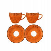 Porcelianinė espreso puodelio ir lėkštutės rinkinys, 75ml, oranžinis, odcienie pomarańczowego