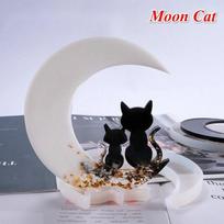 Cat Deer Moon dervos kristalų epoksidinių formų liejimas silikono formų amatai pasidaryk pats. Moon Cat