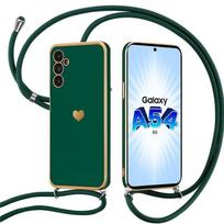 Cord Case for Samsung Galaxy A54 5G Night Green Shockproof Heart Pattern Anti-Scratch Flexible žalia
