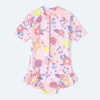 Children's Color-blocked Hollow One-piece Swimsuit One Size rožinė