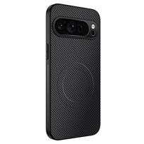 Prabangus matinis telefono dėklas Google Pixel 9A, skirtas Google Pixel 9 Pro XL, su Magsafe magnetiniu belaidžiu įkrovimu, smūgiams atsparus dangtelis For Pixel 9 juoda
