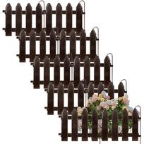 10x Plastic Garden Fence Brown Border Palisade Edging Lawn 2m