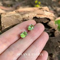 Natural Peridot 925 Sterling Silver Stud Earrings For Women Jewelry Gift Simple Peridot Jewelry Green 925 Sterling Silver