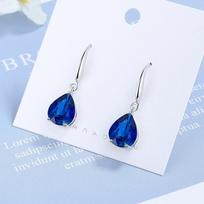 925 sterling silver fashion temperament royal blue zircon water drop earrings birthday party anniversary gift