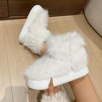 Casual Solid Thicken Bottom Faux Fur Boots Fluffy Long Plush Snow Boots Women Non Slip Soft Cotton Shoes Women 2025 Winter 36-37 balta