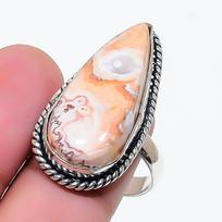 Natural Laguna Lace Agate Gemstone 925 Sterling Silver Jewelry Ring Size 9 AR-17718