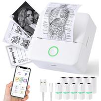 Print Pods Mini spausdintuvas, lipdukų spausdintuvas su 10 ritinėlių terminio spausdinimo popieriaus, be rašalo kišeninis Printpod telefonui, nešiojamas spausdintuvas gray