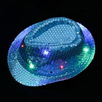 New Fashion Flashing Light Up Panama Cap Jazz Hat Led Fedora Trilby Sequin