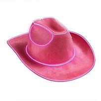 Westernstyle Cowboy Hat Noveltycowgirl Pinhat Glowing Costume Top Hats Headwear Fedorahat Carnivals Party Props Cap rožinė