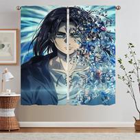 Attack on Titan Blackout Curtain for Living Room Decoration White Curtains 2 Pcs Set Partition Window Sheer Curtains Blind Curls W50xH70cmx2pcs-CL