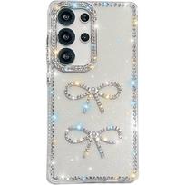 Rankų darbo žvilganti deimantinė kaspinė IMD telefono dėklas, suderinamas su Samsung S23 Ultra/S24/S25 ir A07/A15/A16/A17/A26/A35/A36/A55/A56 Samsung Galaxy S23 Ultra skaidri