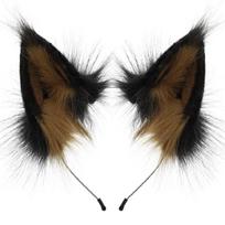 Dirbtinių kailių Katės Lapės Ausys Lankelis Moterims Helovino Cosplay Kostiumo Plaukų Aksesuarai Kailiniai Gyvūnų Ausys Plaukų Lankelis juoda ruda spalva