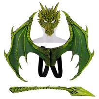 Drakono kaukės sparnas ir uodega Drakono sparnų kostiumai Mados Cosplay kostiumas Šventės sparno rekvizitas Kaukės aksesuarai Helovinas 1 žalia