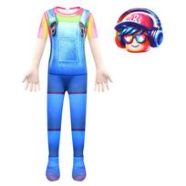 4863 Kids Boys Girls Roblox Print Jumpsuit Mask Sets Halloween Cosplay Costumes 100cm