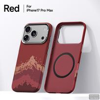 For iPhone 17 Pro Max Magnetic Wireless Charging Case for iPhone 17 Pro Max Metal Lens Frame&independent Buttons Pc Hard Shell iPhone17 Pro raudona
