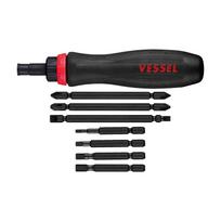 VESSEL Mega Drive Interchangeable Ratchet Screwdriver with 7 Bits and Storage Pouch 900RT-7P juoda