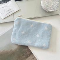 Star Coin Purse with Zipper Simple Fabric Pouch Portable Small Coin Wallet Lipstick Headphones Storage Bag Star Print Pouch šviesiai mėlyna spalva