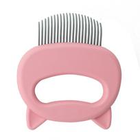Pet Hair Removal Comb for Dogs Cats Stainless Steel Fine Teeth Grooming Tool Durable Handle Comfortable Grip Shedding Fur Cleaning Brush rožinė