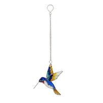 Hummingbird Sun Catcher Stained Glass Hummingbird Suncatcher Colorful Bird Hanging Decoration for Windows Garden Yard Outdoor mėlyna