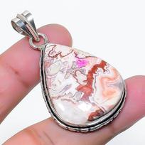 Natural Laguna Lace Agate Gemstone 925 Sterling Silver Pendant 1.89  AP-15852