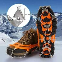 Winter Outdoor Hiking Climbing Snow Spikes Crampons Cleats Chain Claws Grips Boots Cover Ice Gripper Spike for Shoes Anti Slip orange