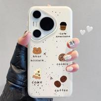 Compatible with Huawei Pura 70 Pro phone case with lanyard, HUAWEI p60 design full-coverage P50 coffee bear huawei pura70