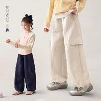 LUSON Girls' 2026 Spring Casual Cargo Pants 130 safyro mėlyna spalva