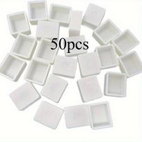 50pcs Watercolor Half Pans Thick Wall White Color Plastic Empty Water Color Half Pans for Acrylic Watercolor Oil Gouache Paints